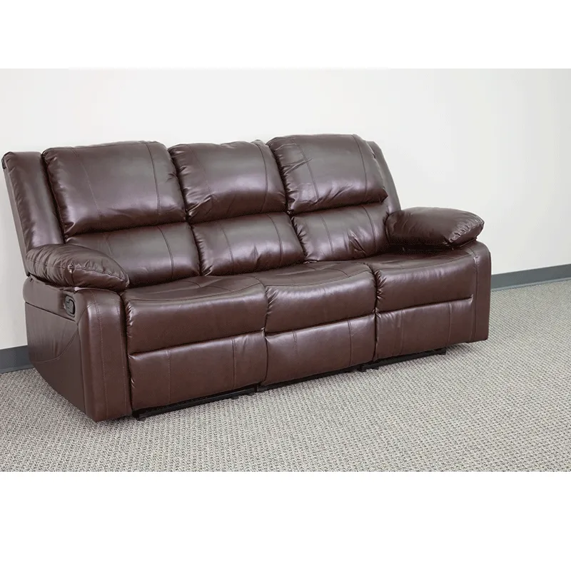 Harmony Series Brown LeatherSoft Sofa with Two Built-In Recliners - BT-70597-SOF-BN-GG