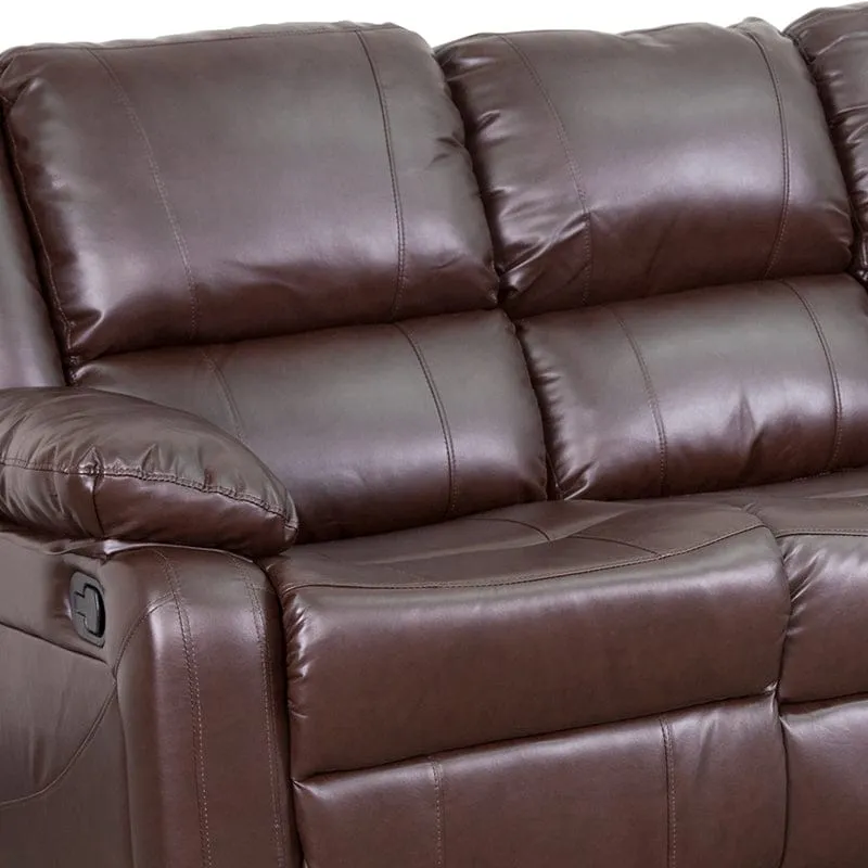 Harmony Series Brown LeatherSoft Sofa with Two Built-In Recliners - BT-70597-SOF-BN-GG