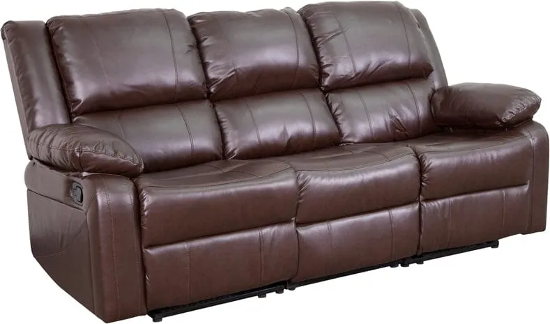 Harmony Series Brown LeatherSoft Sofa with Two Built-In Recliners - BT-70597-SOF-BN-GG