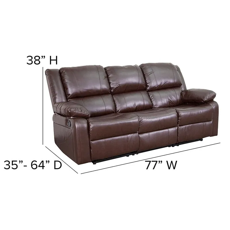 Harmony Series Brown LeatherSoft Sofa with Two Built-In Recliners - BT-70597-SOF-BN-GG