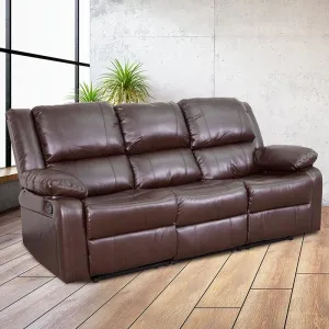 Harmony Series Brown LeatherSoft Sofa with Two Built-In Recliners - BT-70597-SOF-BN-GG