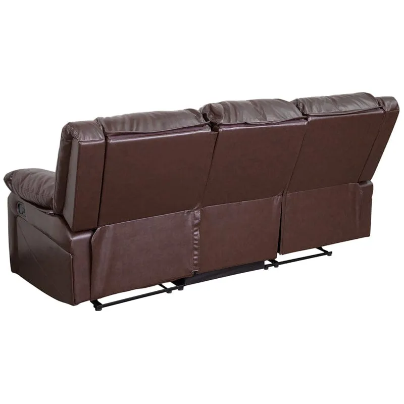 Harmony Series Brown LeatherSoft Sofa with Two Built-In Recliners - BT-70597-SOF-BN-GG