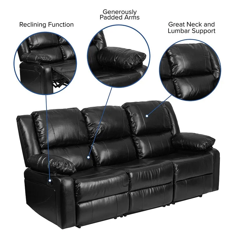 Harmony Series Brown LeatherSoft Sofa with Two Built-In Recliners - BT-70597-SOF-BN-GG