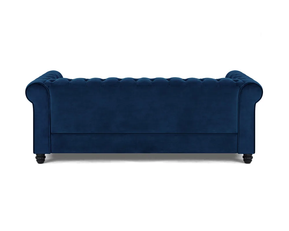 Harper Chesterfield Studded Blue Velvet 3 Seater Sofa