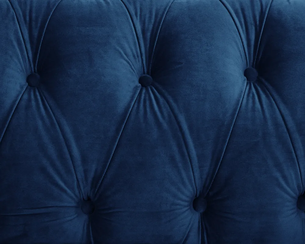 Harper Chesterfield Studded Blue Velvet 3 Seater Sofa