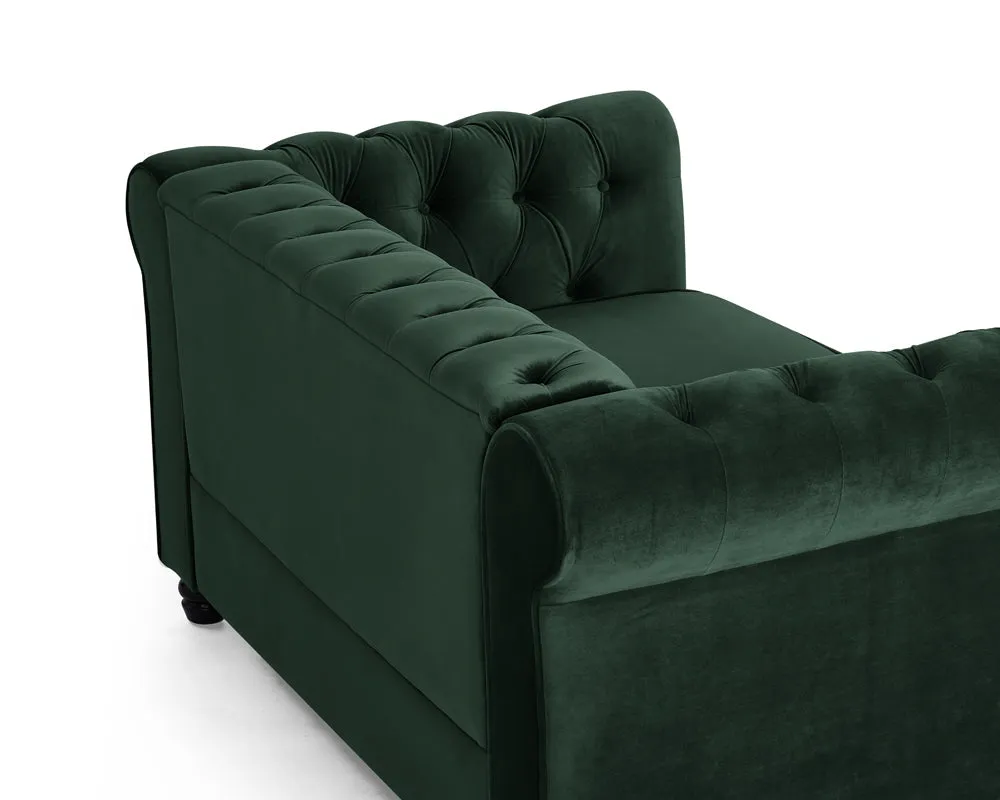 Harper Chesterfield Studded Green Velvet 2 Seater Sofa