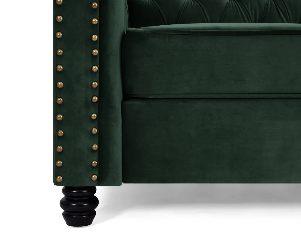 Harper Chesterfield Studded Green Velvet 2 Seater Sofa