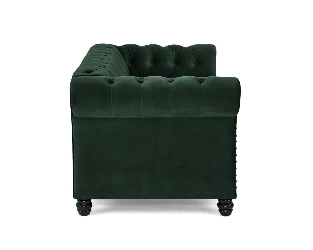 Harper Chesterfield Studded Green Velvet 2 Seater Sofa