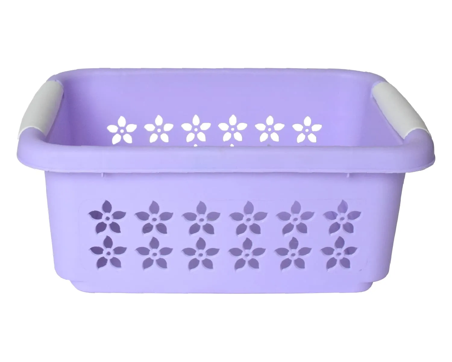 Heart Home Multipurpose Rectangle Shape Plastic Storage Basket for Kitchen, Fruit Basket, Office Table, Storage Organizer Small Pack of 2 (Purple)