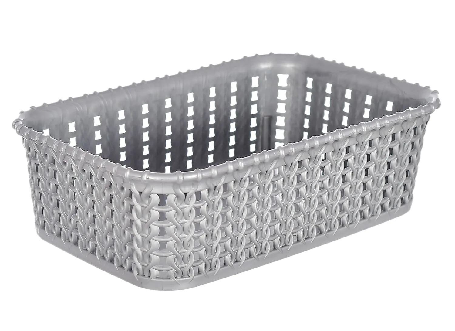 Heart Home Multipurposes Large & Small Size M 20-15 Plastic Basket, Organizer For Kitchen, Countertops, Cabinets, Bathroom Without Lids- Set of 2 (Grey) -46HH0138
