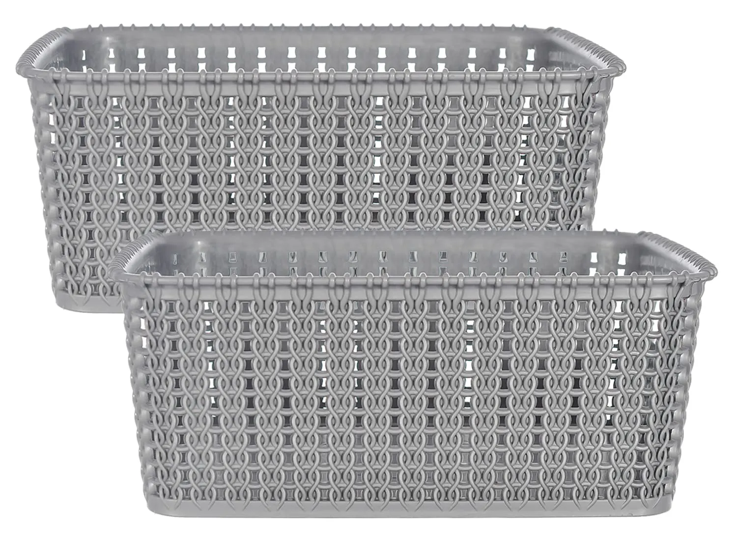Heart Home Multipurposes Large M 20 Plastic Basket, Organizer For Kitchen, Countertops, Cabinets, Bathrooms Without Lid- Pack of 2 (Grey) -46HH096