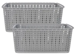 Heart Home Multipurposes Large M 20 Plastic Basket, Organizer For Kitchen, Countertops, Cabinets, Bathrooms Without Lid- Pack of 2 (Grey) -46HH096