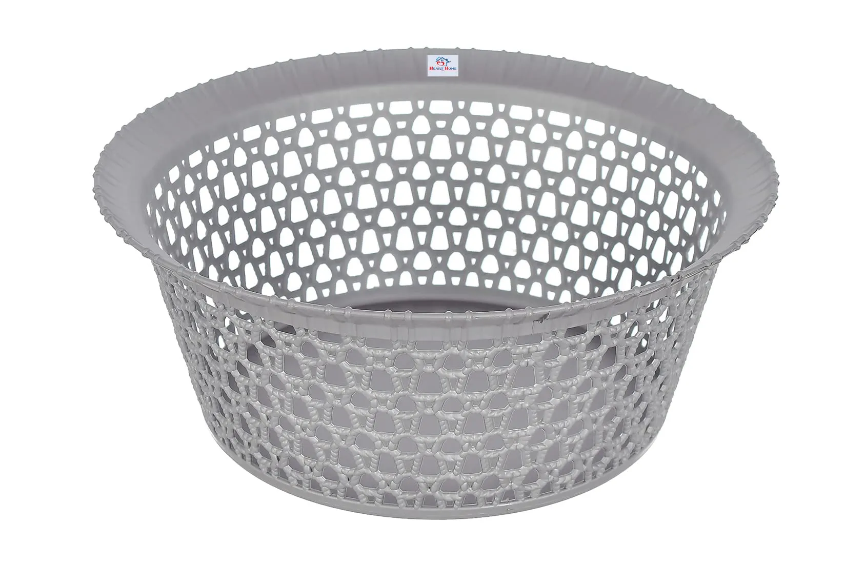 Heart Home Multipurposes Round Plastic Basket, Organizer for Kitchen, Countertops, Cabinets, Bathrooms- Set of 3 (Grey) -46KHH02