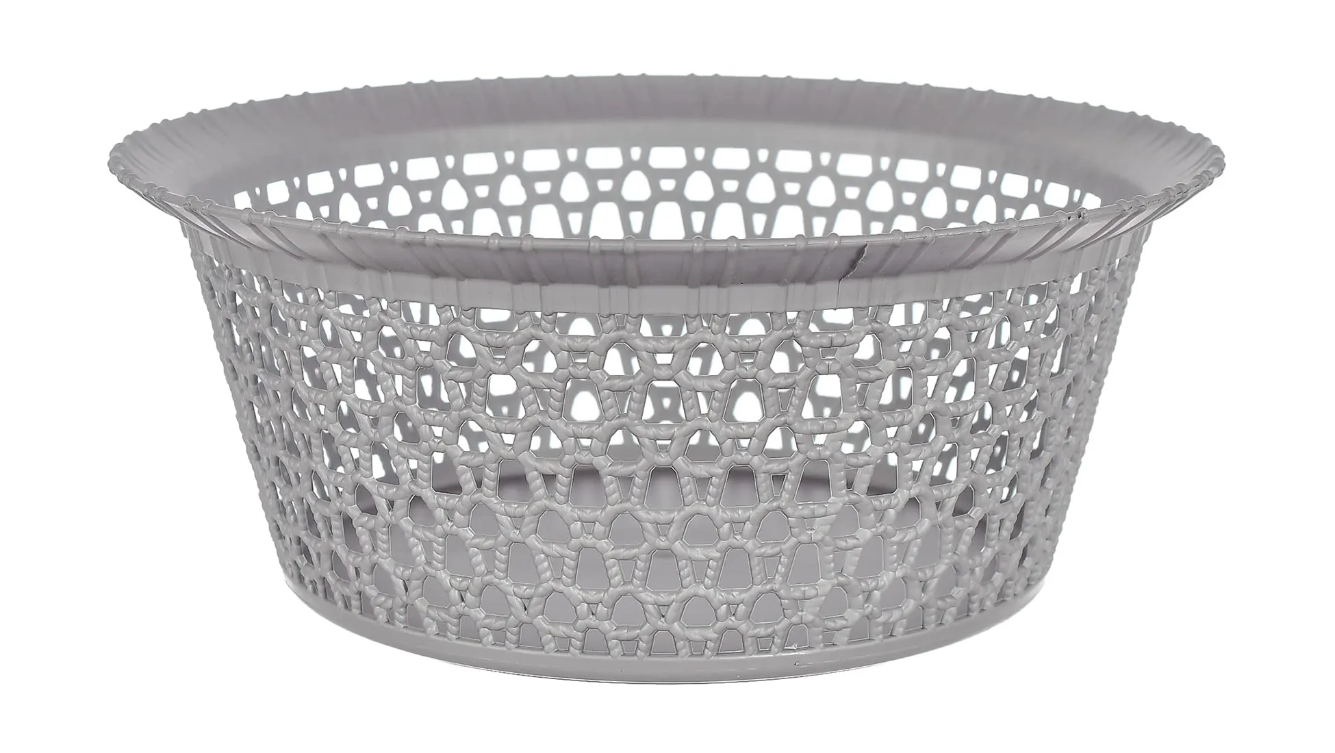 Heart Home Multipurposes Round Plastic Basket, Organizer for Kitchen, Countertops, Cabinets, Bathrooms- Set of 3 (Grey) -46KHH02