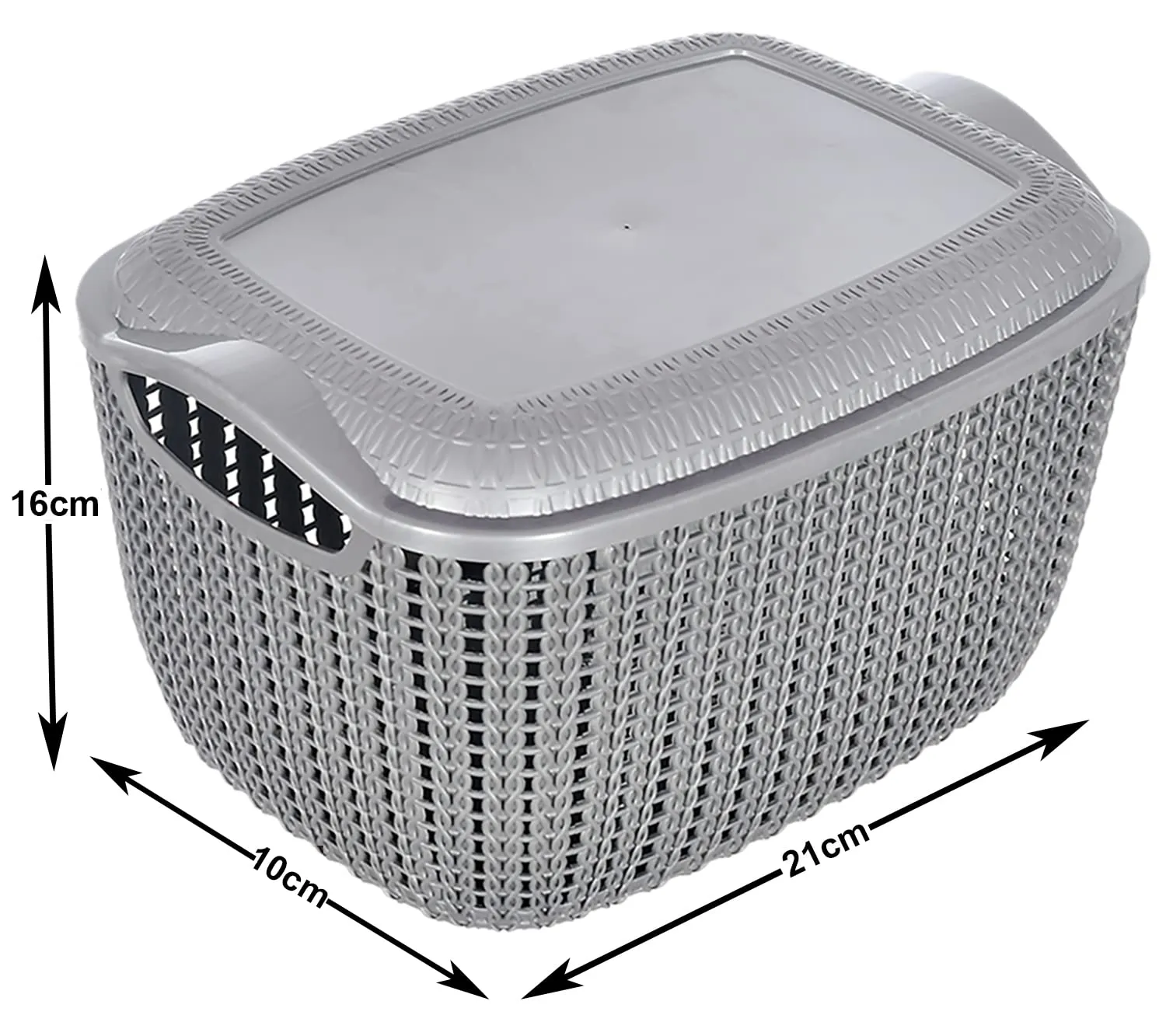 Heart Home Multipurposes Small M 25 Plastic Basket, Organizer For Kitchen, Countertops, Cabinets, Bathroom With Lids- Pack of 4 (Grey & Brown) -46HH052