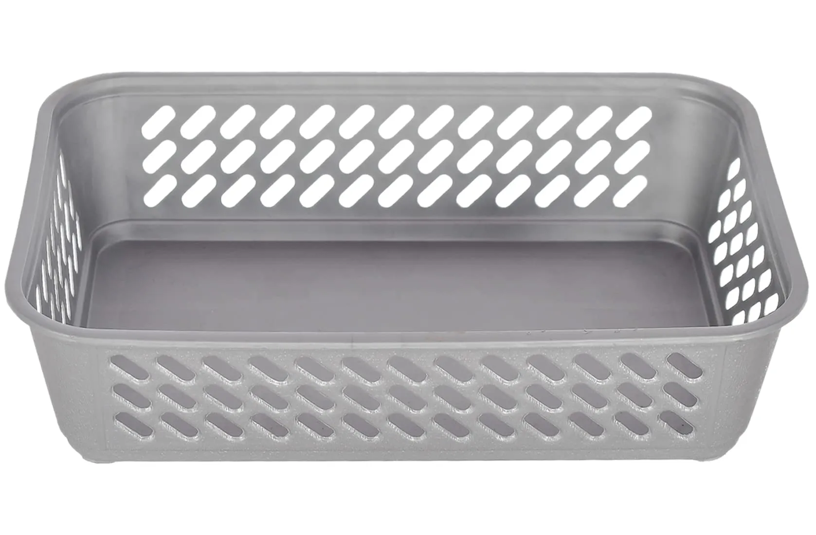 Heart Home Multipurposes Super Tidy Plastic Basket, Organizer For Kitchen, Countertops, Cabinets, Bathrooms- Pack of 4 (Grey) -46HH0578