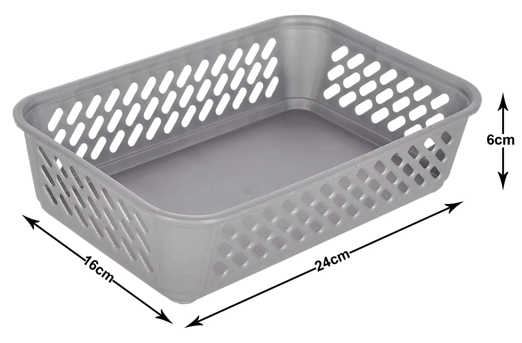 Heart Home Multipurposes Super Tidy Plastic Basket, Organizer For Kitchen, Countertops, Cabinets, Bathrooms- Pack of 4 (Grey) -46HH0578