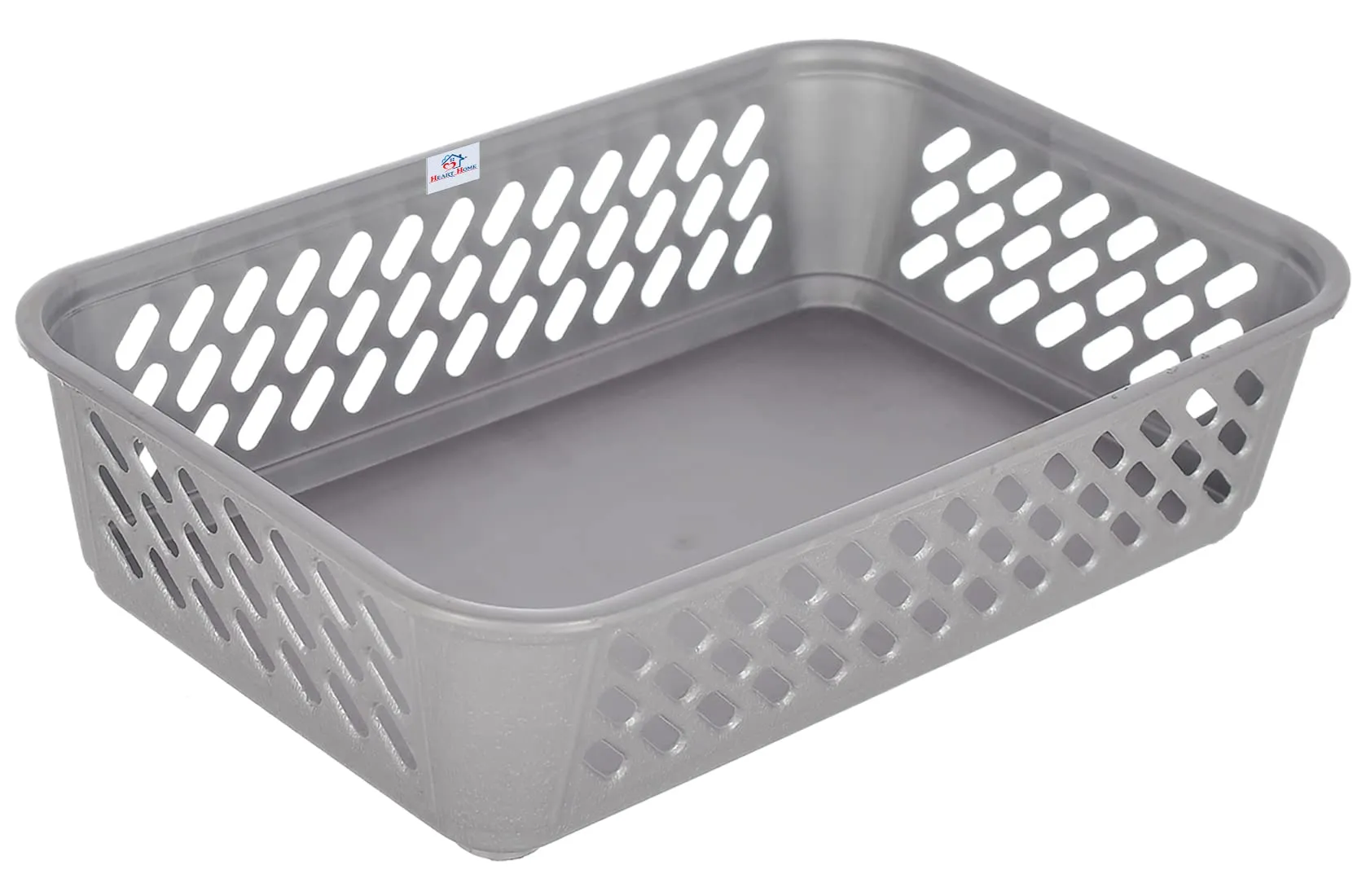 Heart Home Multipurposes Super Tidy Plastic Basket, Organizer For Kitchen, Countertops, Cabinets, Bathrooms- Pack of 4 (Grey) -46HH0578