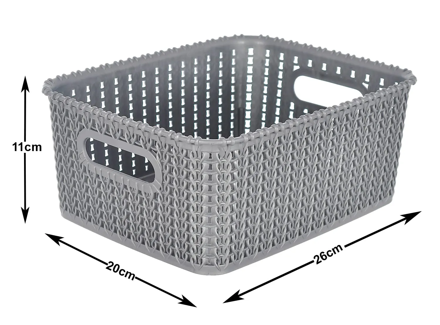 Heart Home Multiuses Large M 20 Plastic Tray/Basket/Organizer Without Lid- Pack of 3 (Grey) -46HH097