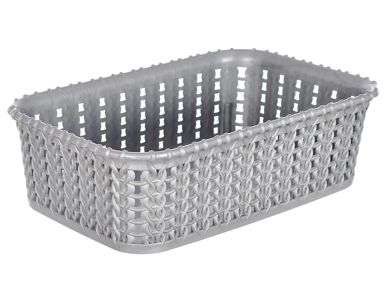 Heart Home Multiuses Small M 15 Plastic Tray/Basket/Organizer Without Lid- Pack of 3 (Grey) -46HH0121