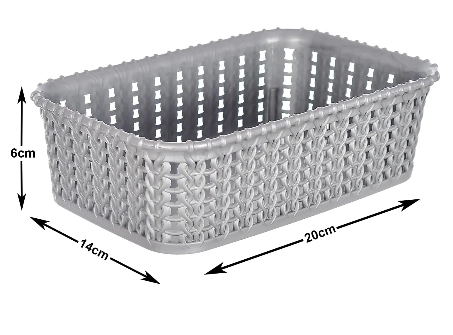 Heart Home Multiuses Small M 15 Plastic Tray/Basket/Organizer Without Lid- Pack of 3 (Grey) -46HH0121