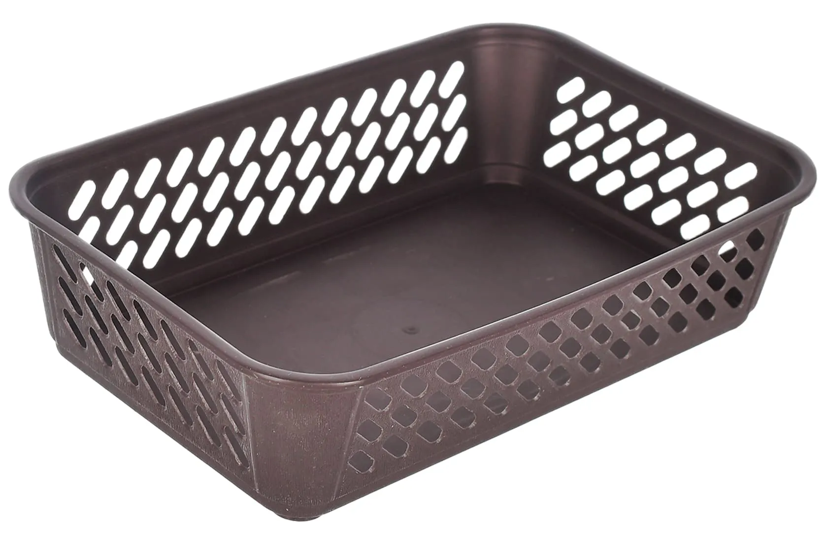 Heart Home Multiuses Super Tidy Plastic Tray/Basket/Organizer- Pack of 2 (Brown) -46KHH0263