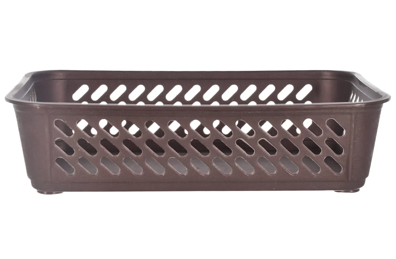 Heart Home Multiuses Super Tidy Plastic Tray/Basket/Organizer- Pack of 2 (Brown) -46KHH0263