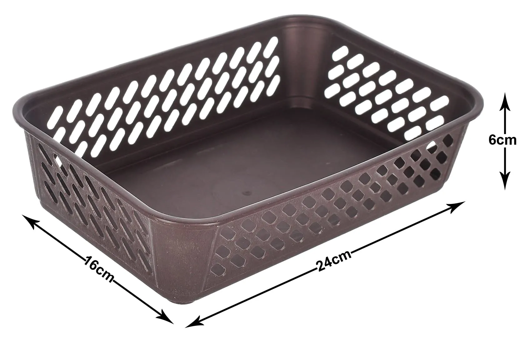 Heart Home Multiuses Super Tidy Plastic Tray/Basket/Organizer- Pack of 2 (Brown) -46KHH0263