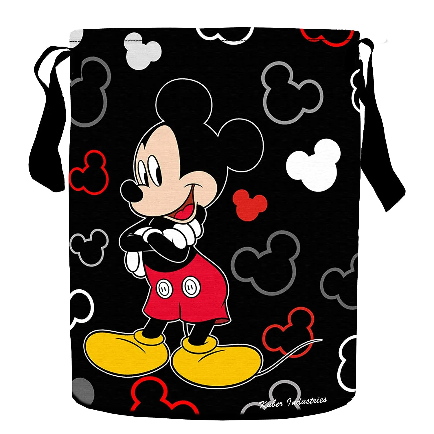 Heart Home Polyester Mickey Mouse Print Waterproof & Foldable Laundry Basket, 45 Ltr, Set of 2 (Black)