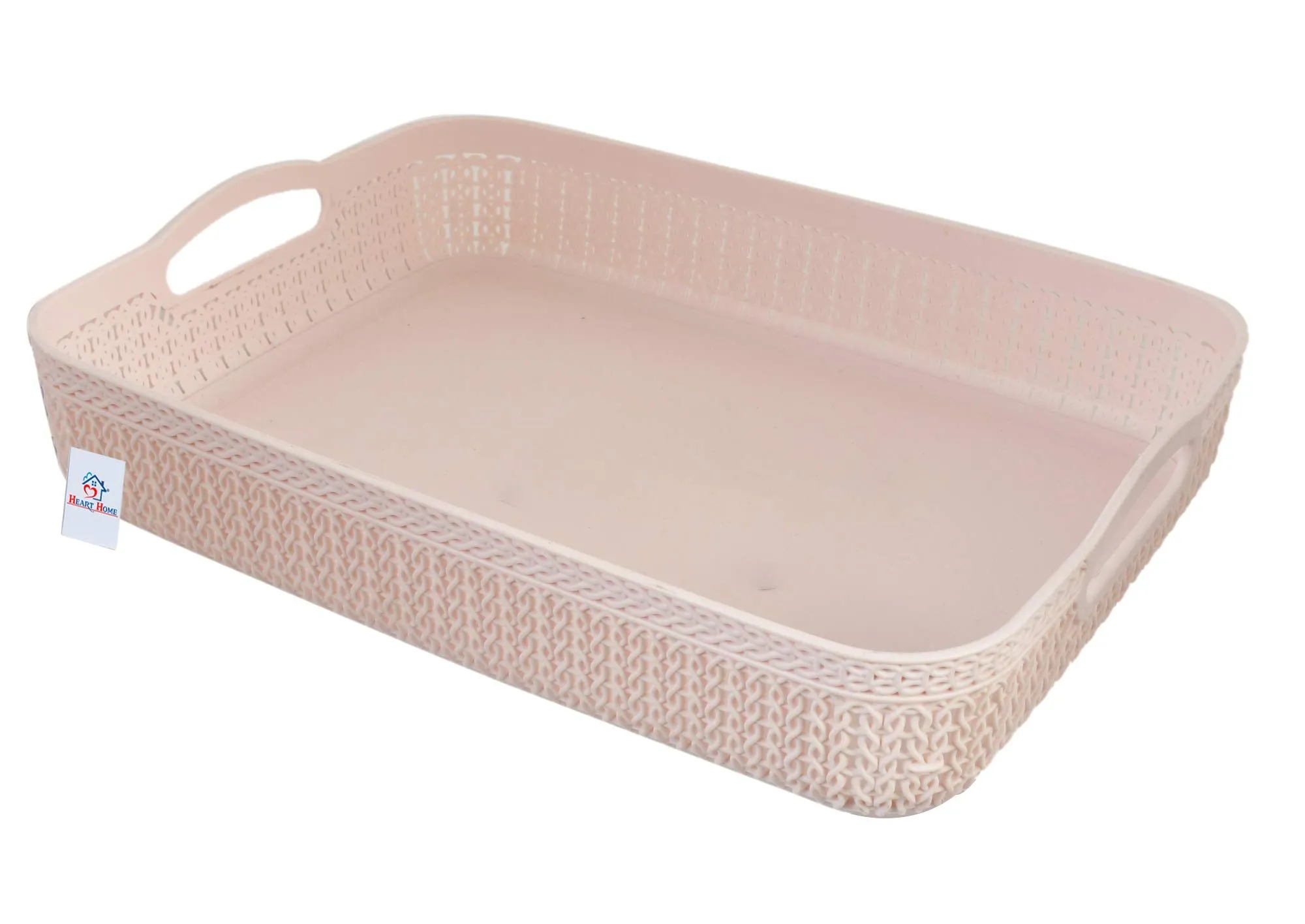 Heart Home Q-4 Unbreakable Plastic Multipurpose Large Size Flexible Storage Baskets/Fruit Vegetable Bathroom Stationary Home Basket with Handles, Multi-HEART10307