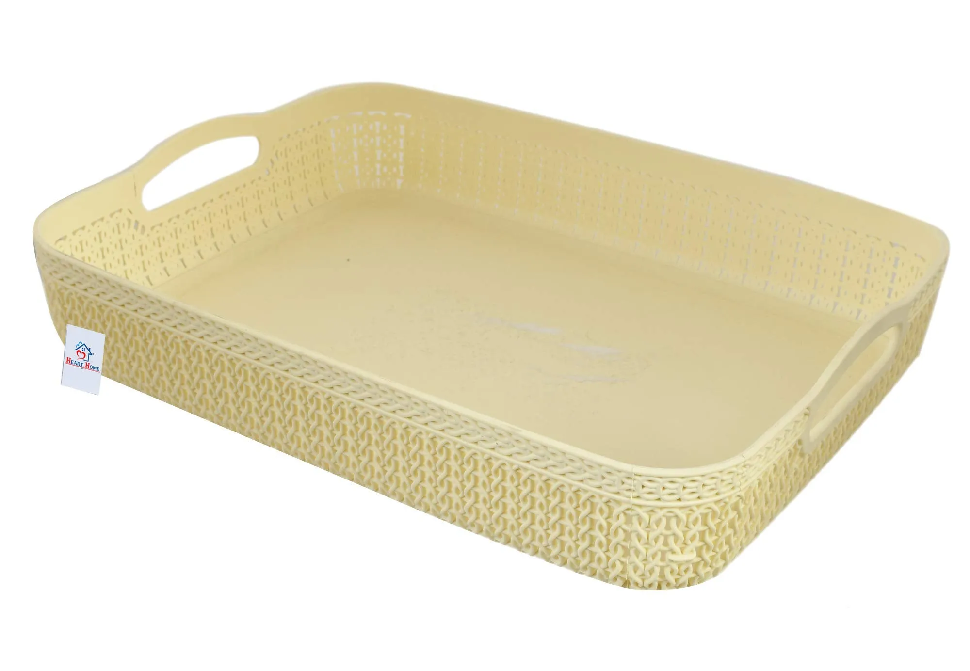 Heart Home Q-4 Unbreakable Plastic Multipurpose Large Size Flexible Storage Baskets/Fruit Vegetable Bathroom Stationary Home Basket with Handles, Multi-HEART10307