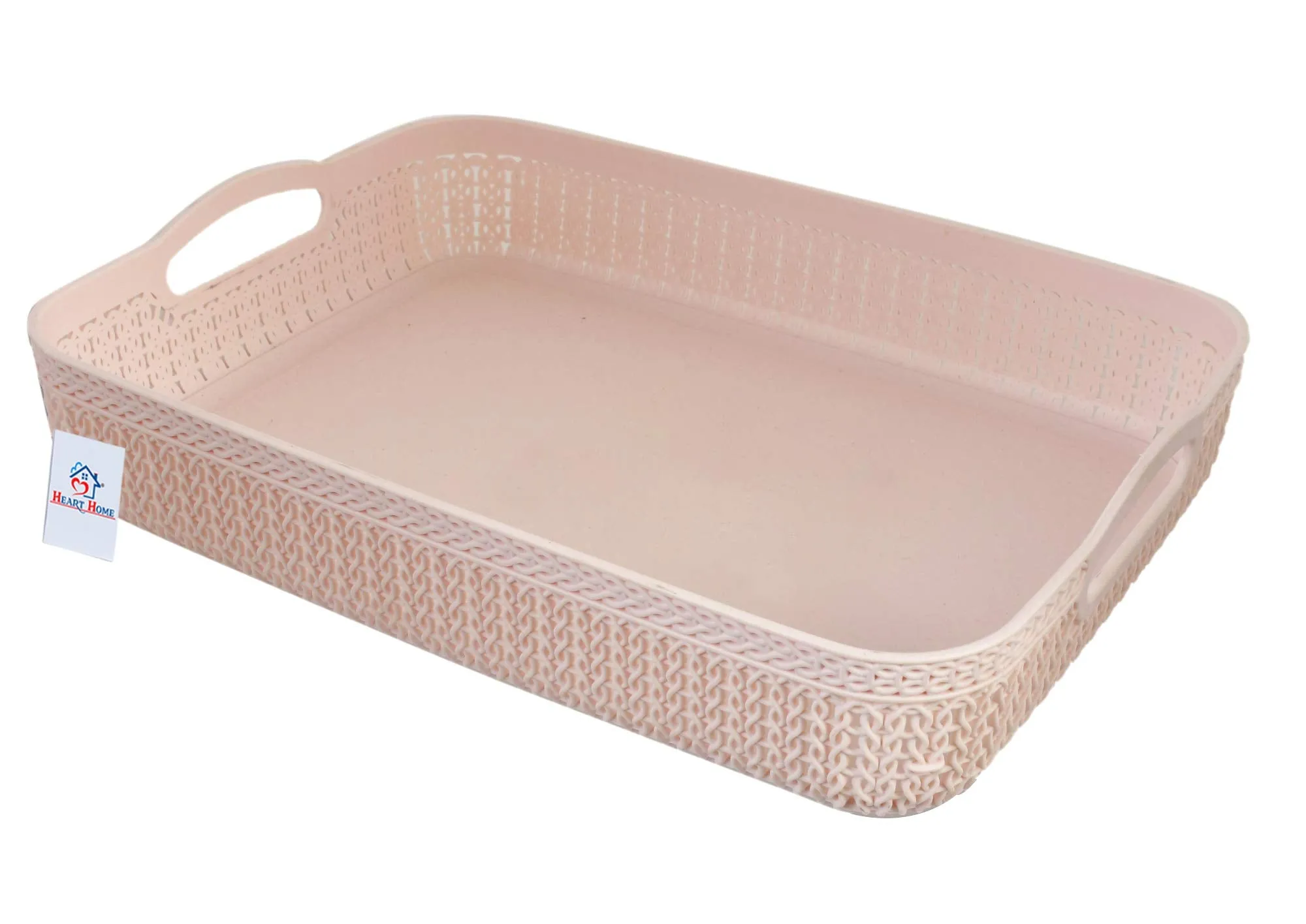 Heart Home Q-4 Unbreakable Plastic Multipurpose Large Size Flexible Storage Baskets/Fruit Vegetable Bathroom Stationary Home Basket with Handles, Multi-HEART10307