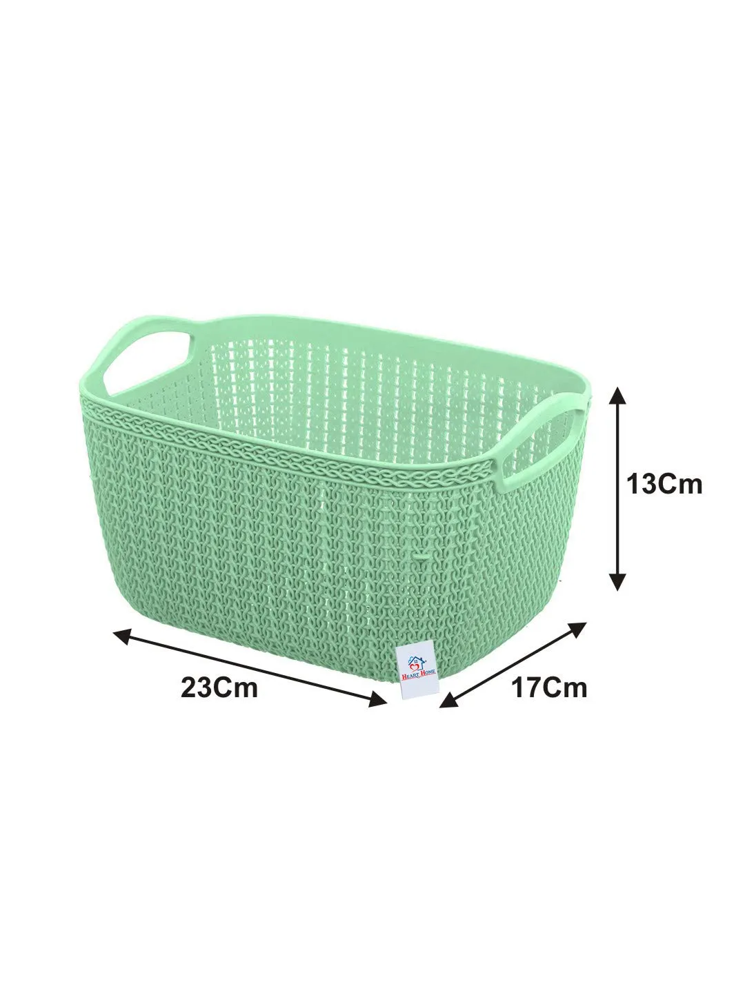 Heart Home Q-5 Unbreakable Plastic Multipurpose Medium Size Flexible Storage Baskets/Fruit Vegetable Bathroom Stationary Home Basket with Handles (Light Green)-HEART10478