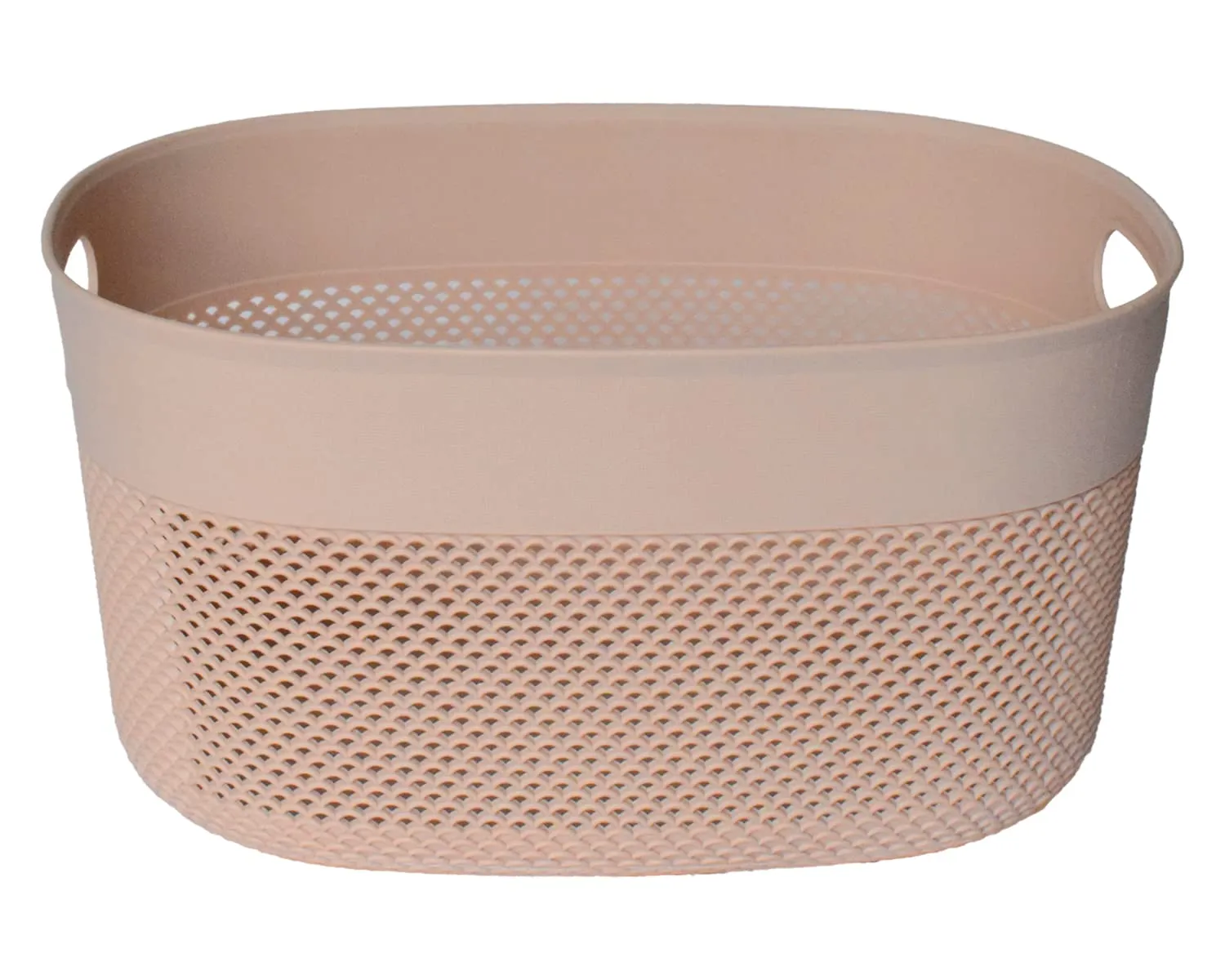 Heart Home Unbreakable Medium Multipurpose Storage Baskets with lid|Design-Netted|Material-Plastic|Shape-Oval|Color-Beige|Pack of 2