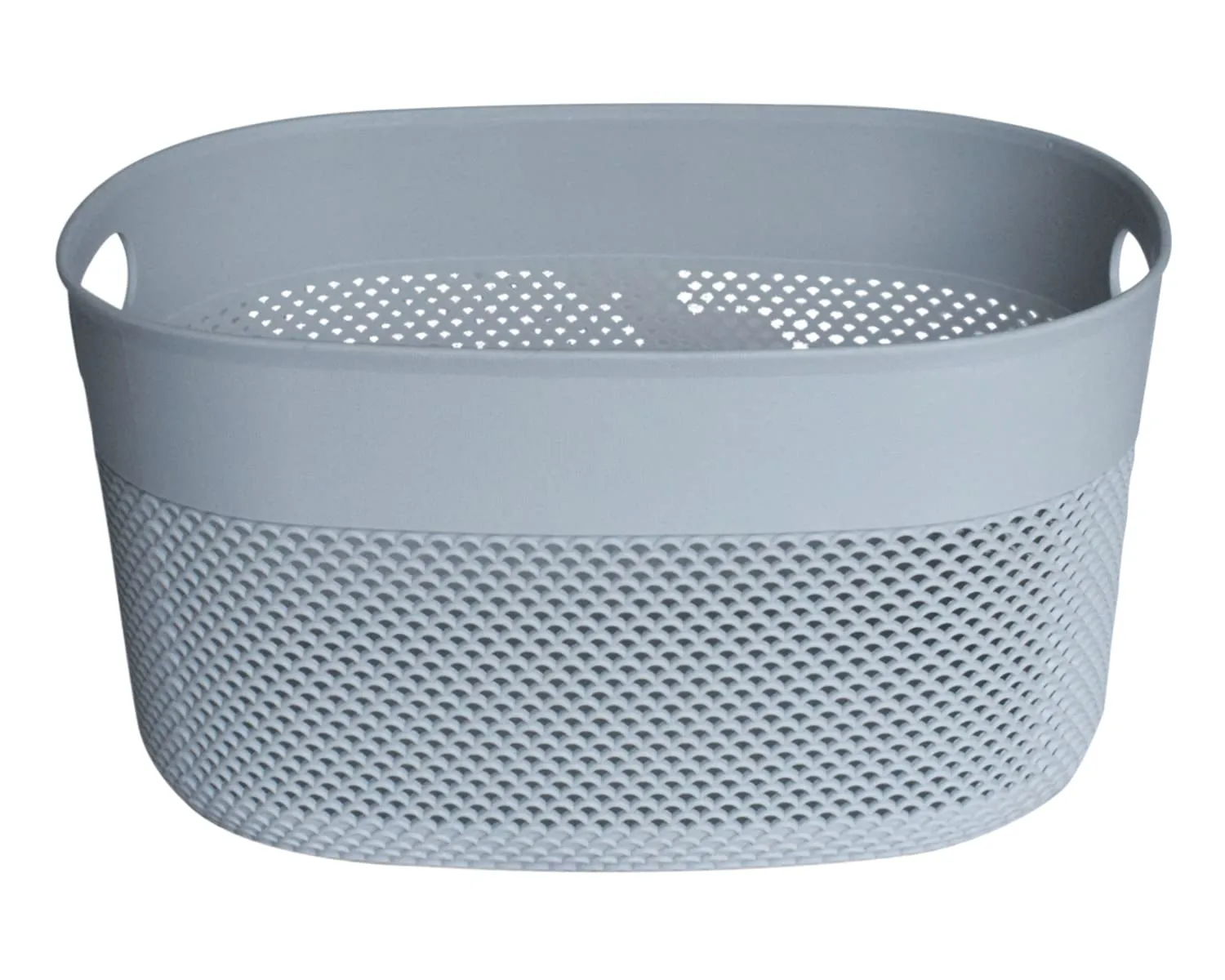 Heart Home Unbreakable Medium Multipurpose Storage Baskets with lid|Design-Netted|Material-Plastic|Shape-Oval|Color-Grey|Pack of 3