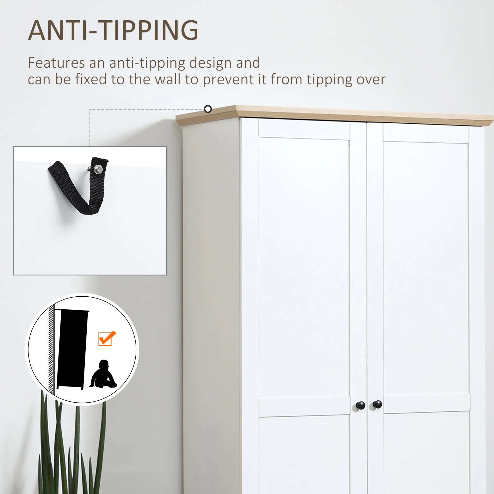 HOMCOM 172cm Wooden Kitchen Storage Cabinet - Versatile Cupboard with 2 Doors & 4 Shelves - White