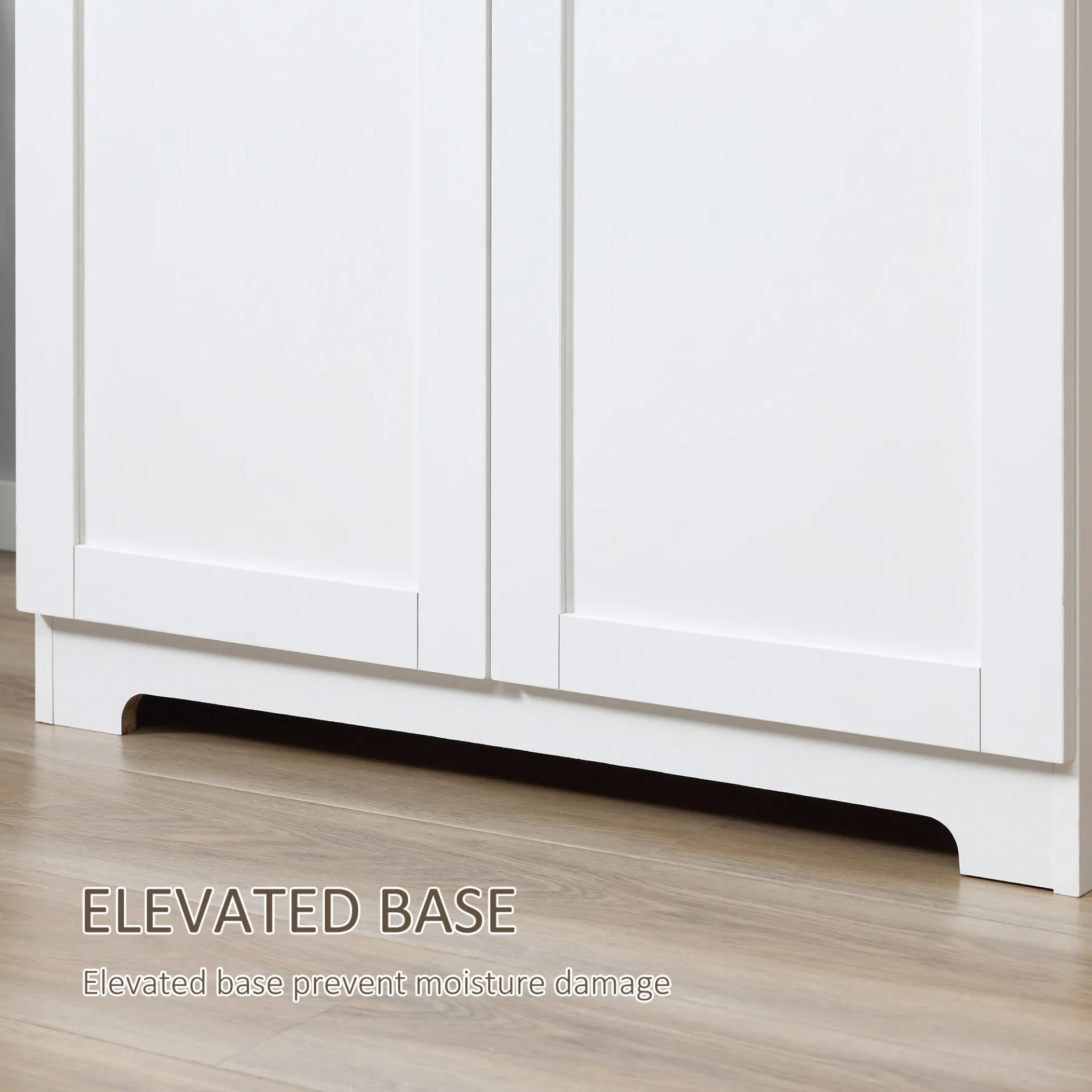 HOMCOM 172cm Wooden Kitchen Storage Cabinet - Versatile Cupboard with 2 Doors & 4 Shelves - White