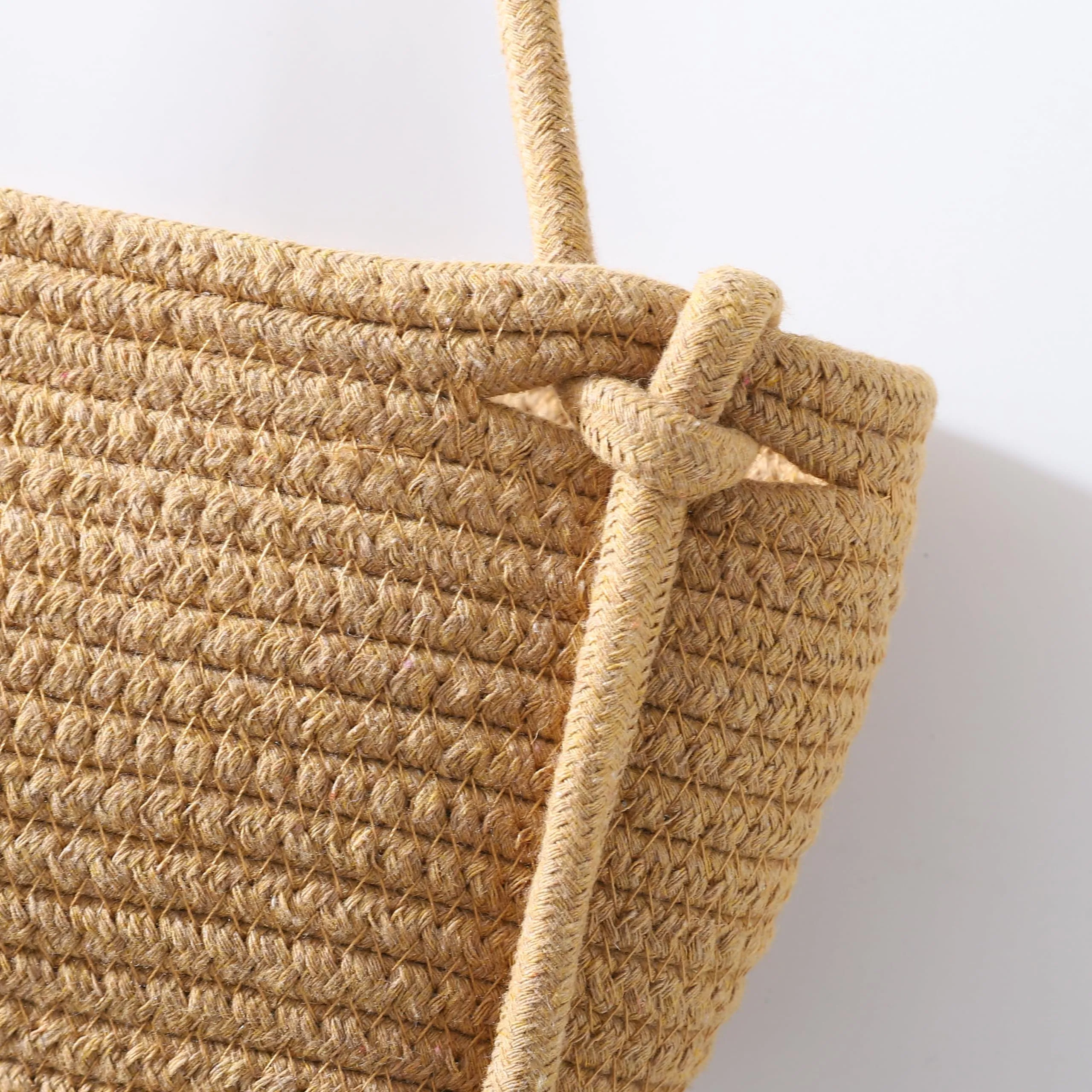 Homestic 3-Tier Hanging Basket | Wall Mounted Storage Basket | Hanging Rope Basket for Fruits, Vegetables, Plants, Snacks & Toys | Foldable & Durable | SPYLH1018 | 7 LTR Each | Brown