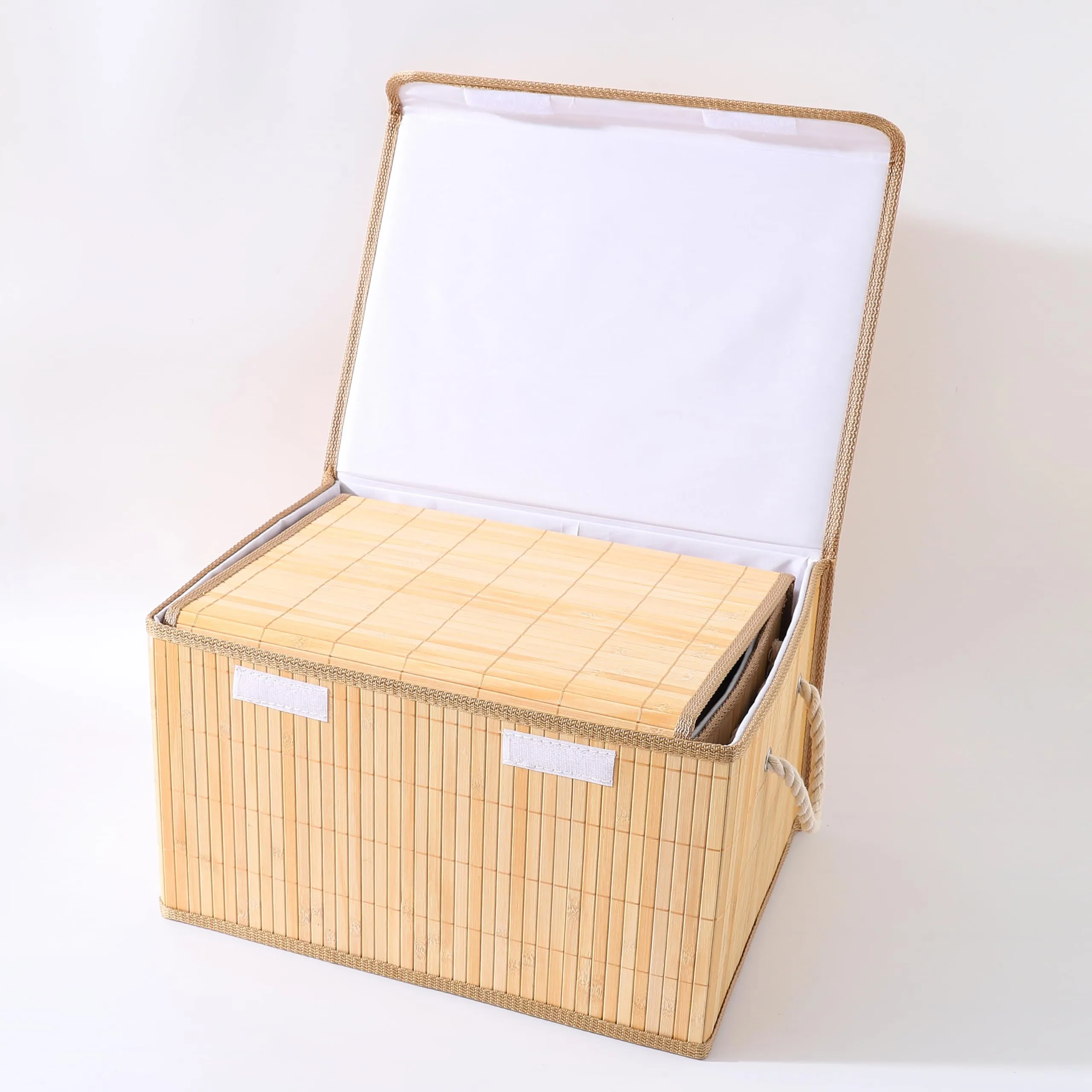 Homestic 4 Pcs Storage Basket | Bamboo Basket for Clothes-Toys | Storage Basket with Lid | Foldable & Durable | Pack of 1 | Brown