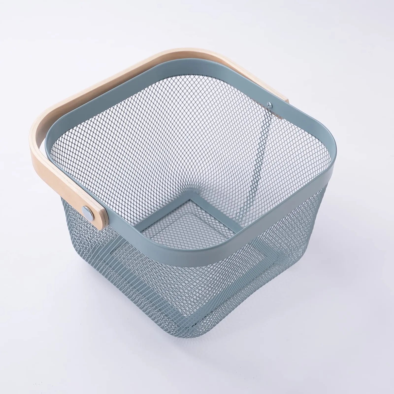 Homestic Metal Wire Basket With Handle|Storage Basket Fot Fruits, Books|Mesh Open Storage Bin|Storage Organizer|Blue