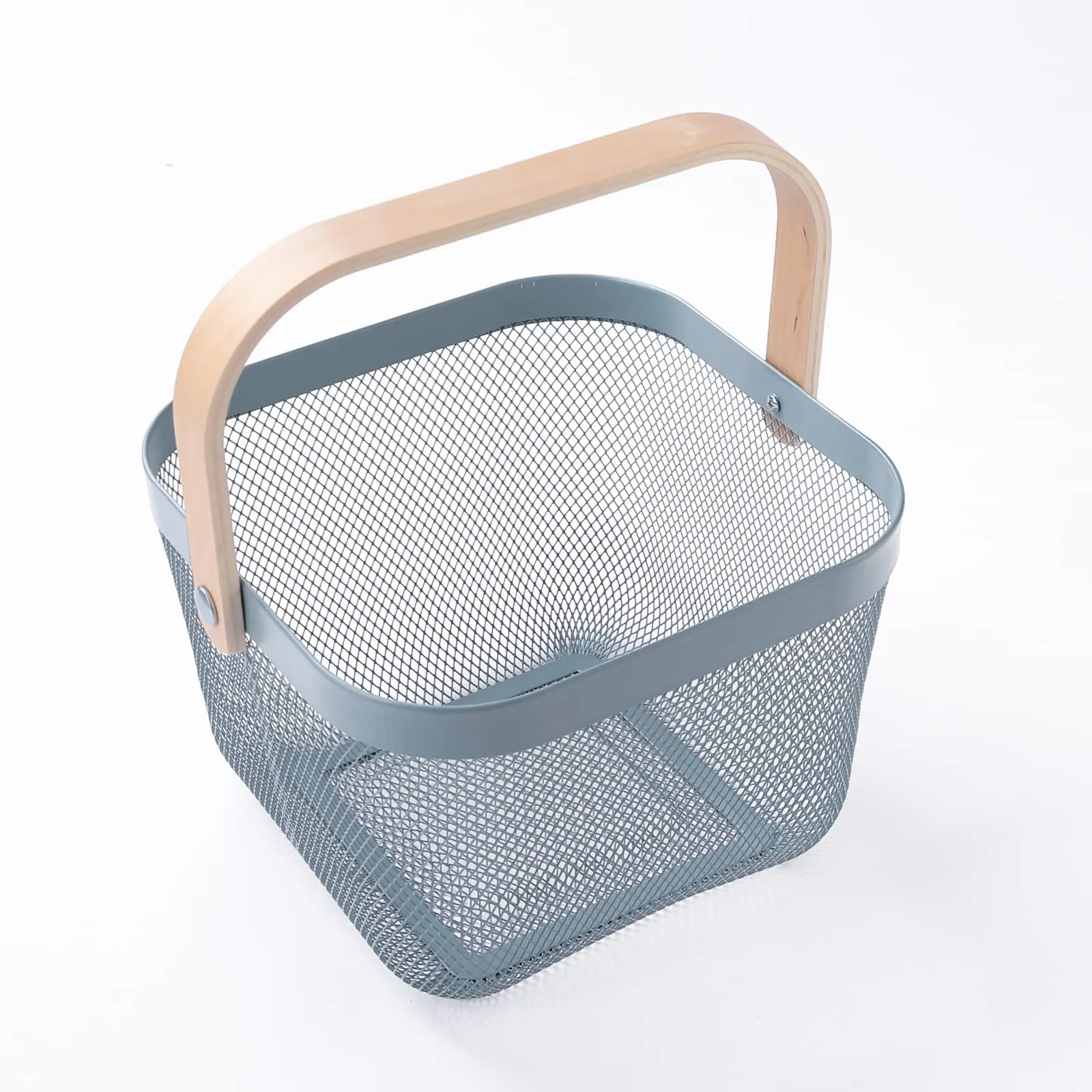 Homestic Metal Wire Basket With Handle|Storage Basket Fot Fruits, Books|Mesh Open Storage Bin|Storage Organizer|Blue