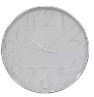 HOMETIME WALL CLOCK RAISED NUMBERS GREY & SILVER 30CM