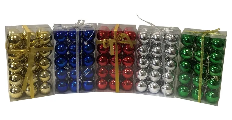 Hometown Holidays 99901 Ball Christmas Ornament, 40 mm H, PVC, Assorted :EA: QUANTITY: 48