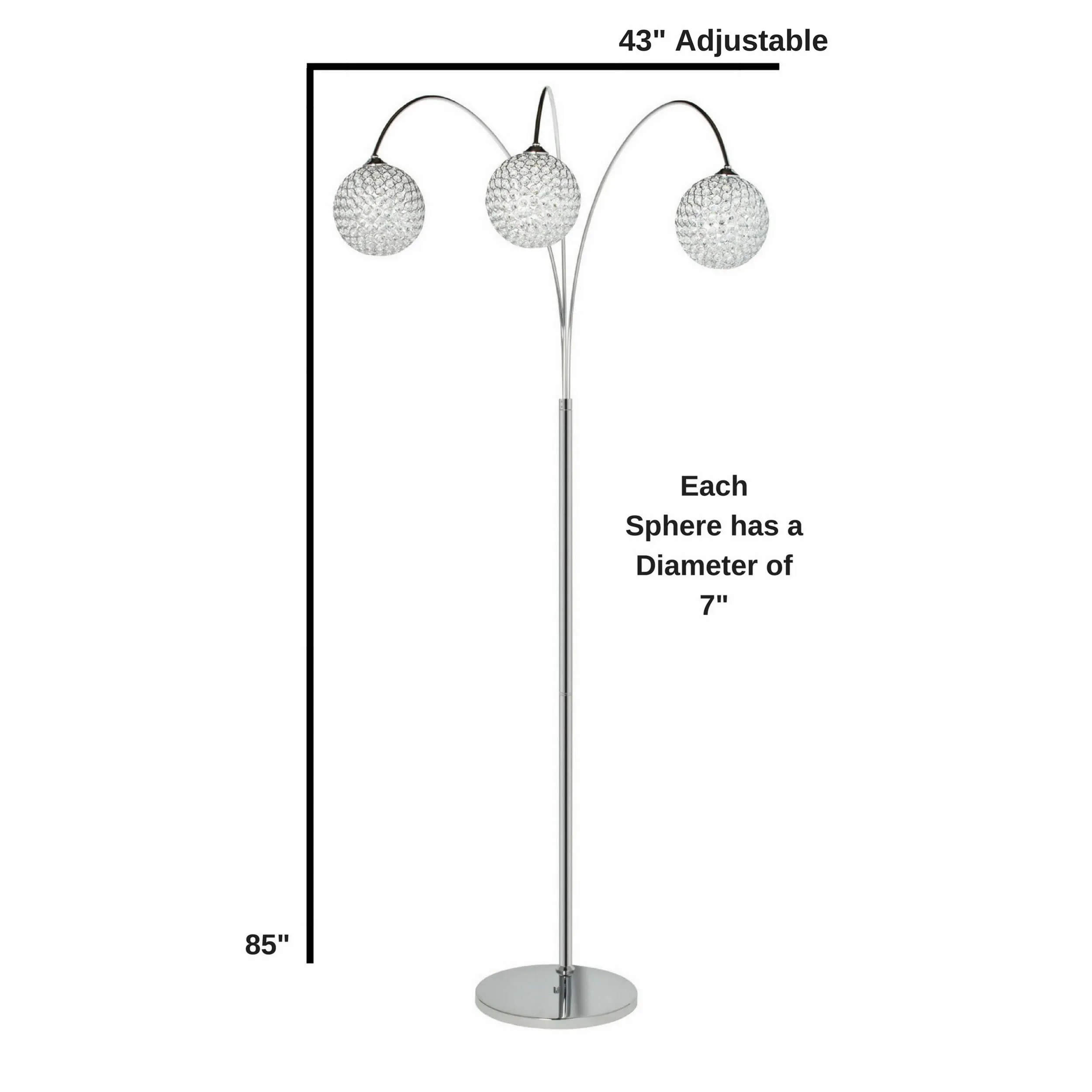 Horizontal Crystal Spheres Floor Lamp // 3 Light
