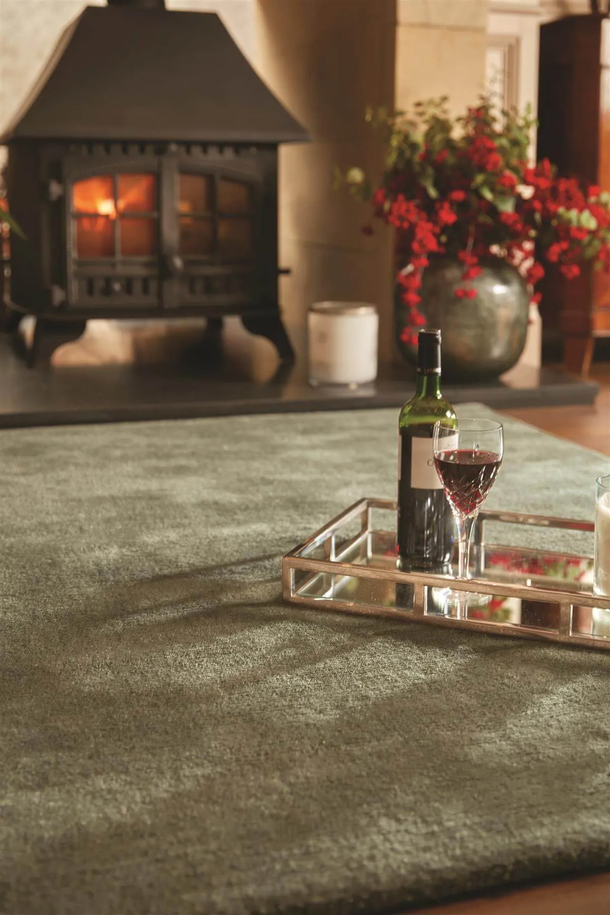Hush Solid Olive Luxury Rug