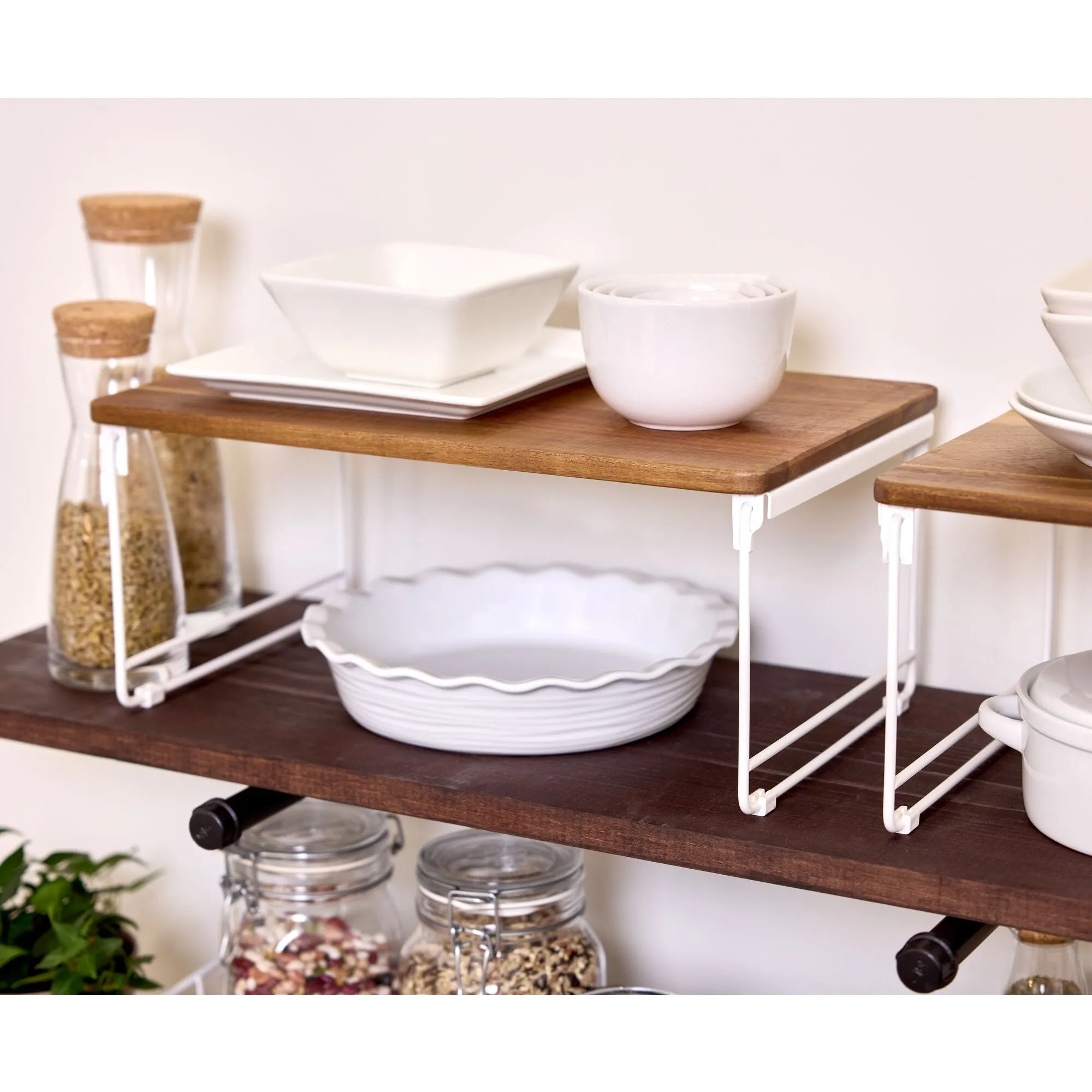 iDesign Acacia Wood and Wire Plate Riser