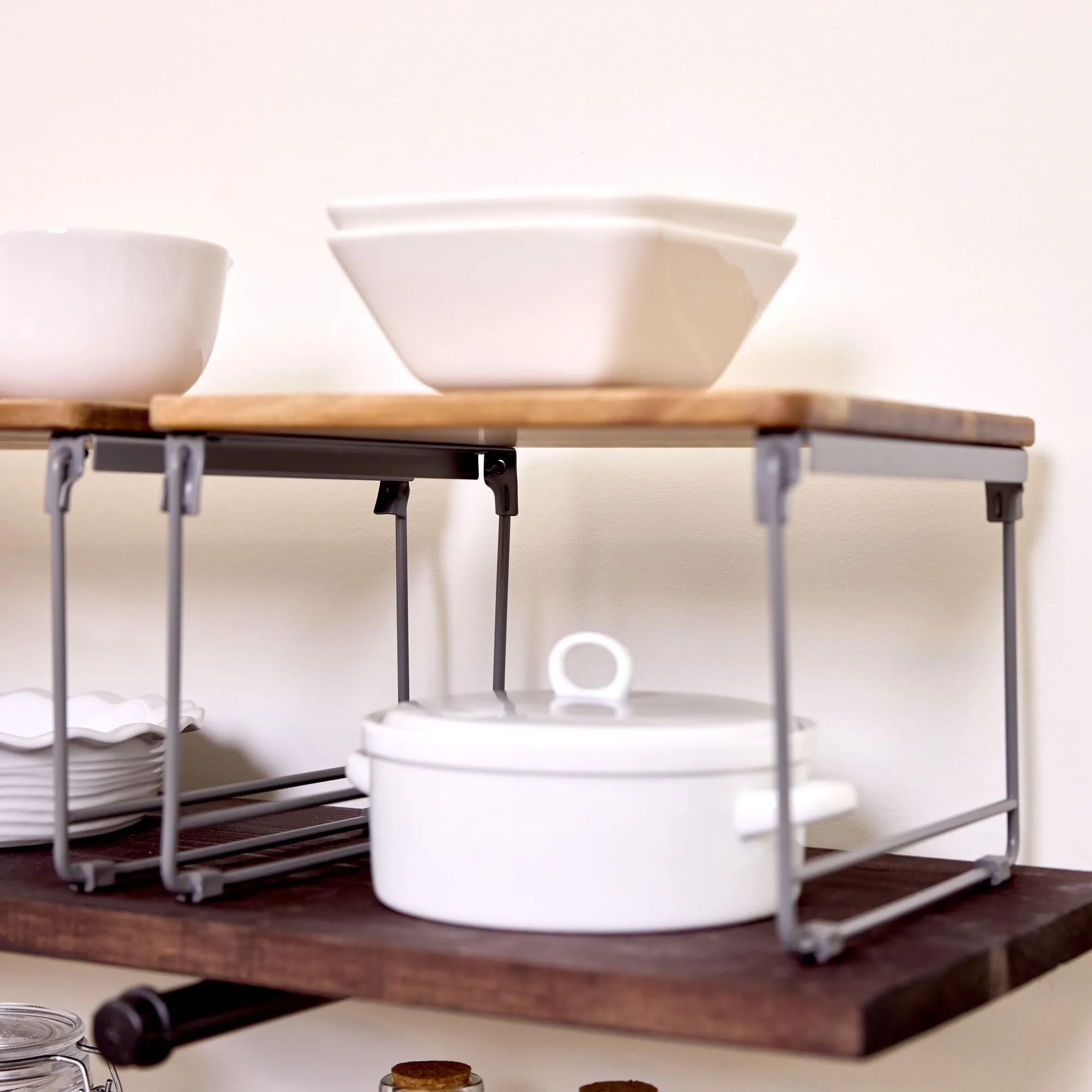iDesign Acacia Wood and Wire Plate Riser