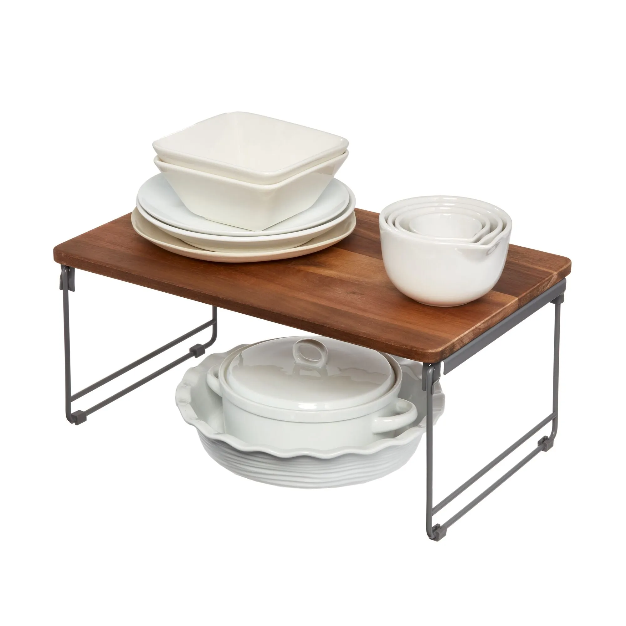 iDesign Acacia Wood and Wire Plate Riser