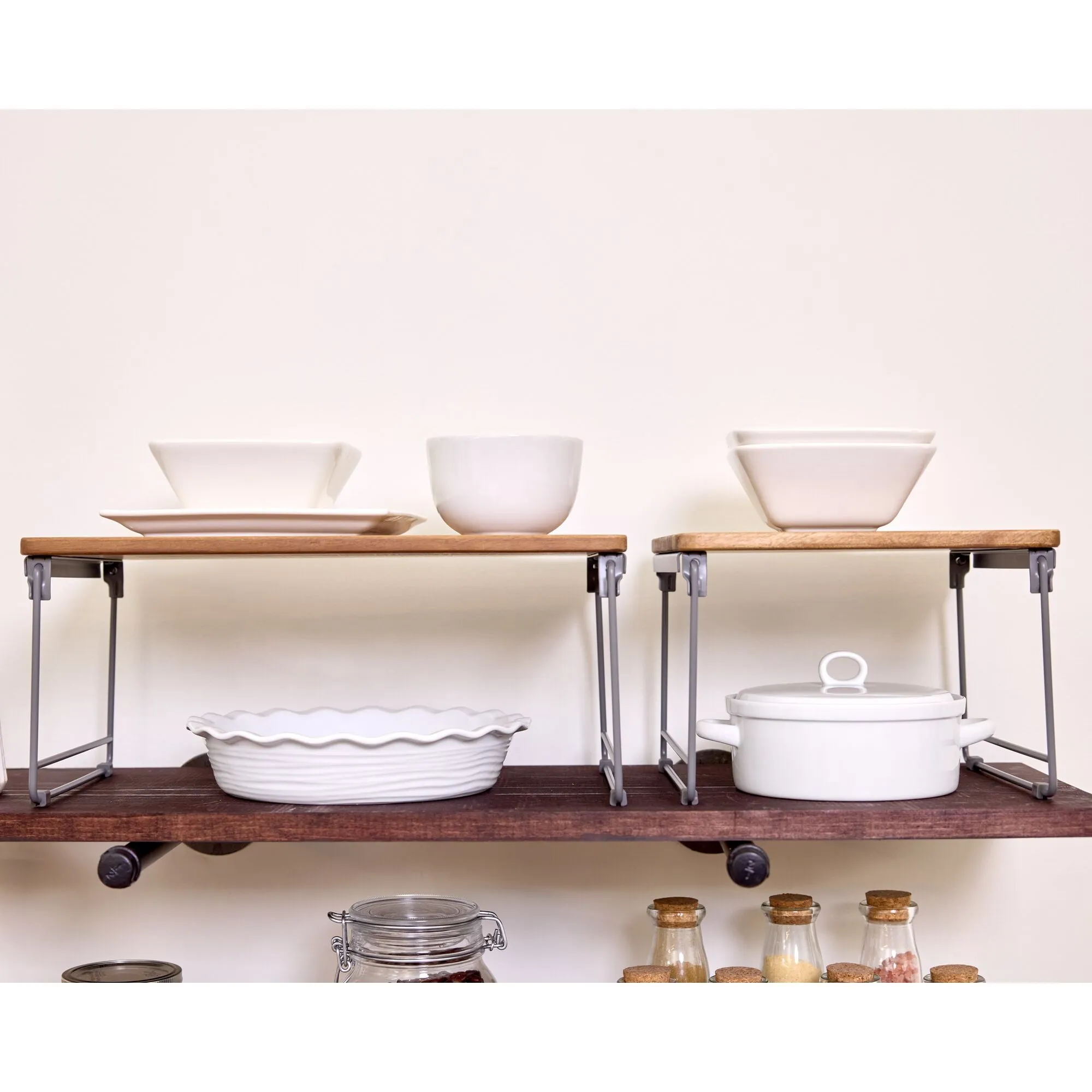 iDesign Acacia Wood and Wire Plate Riser