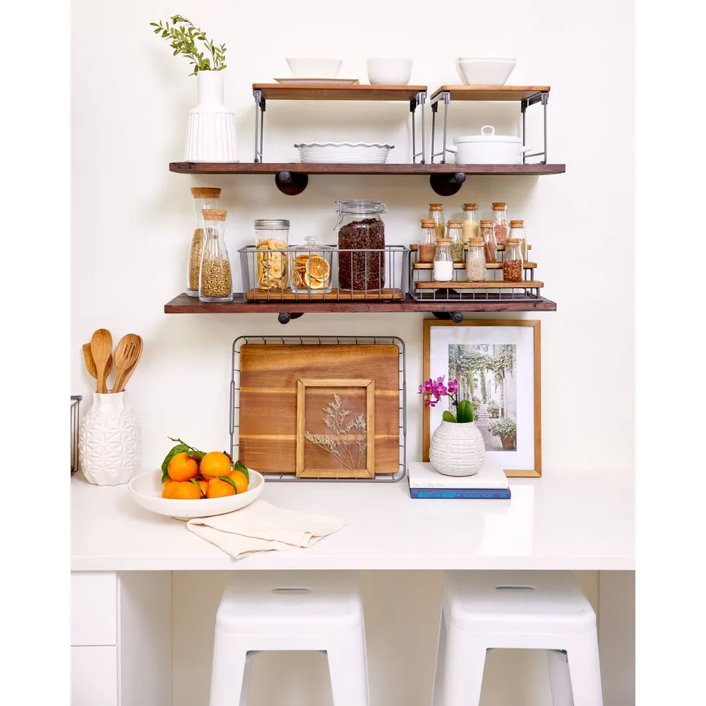 iDesign Acacia Wood and Wire Plate Riser